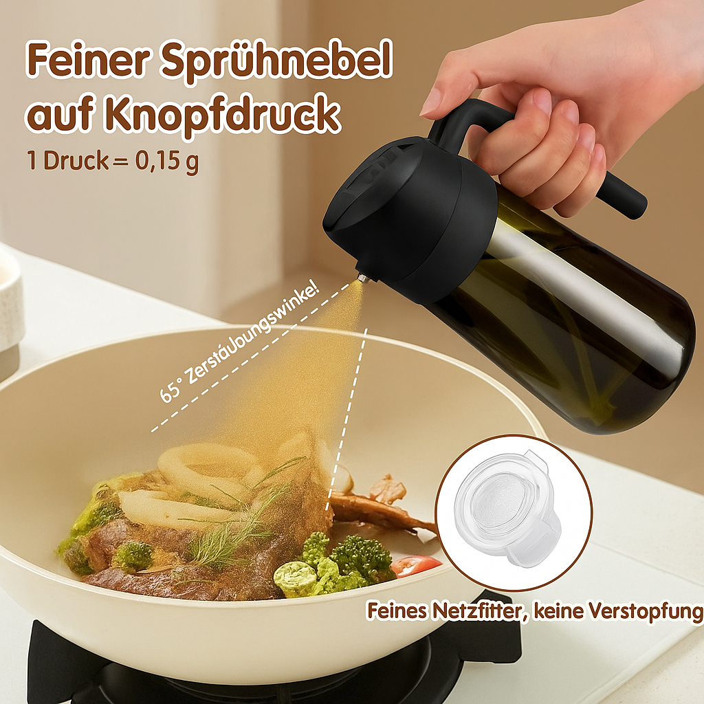 LunaSpray 470 – 2-in-1 Ölspender & Sprühflasche aus Dunkelglas