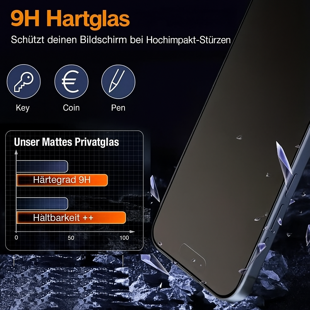 MatSee Shield – 3-er Set Sichtschutz-Displayschutzfolie für iPhone 13 – 17 Pro Max