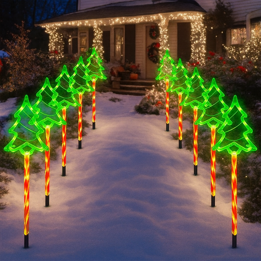 Solar-LED-Weihnachtsbaumlichter für draußen – Bunte festliche Gartenbeleuchtung (5er Set