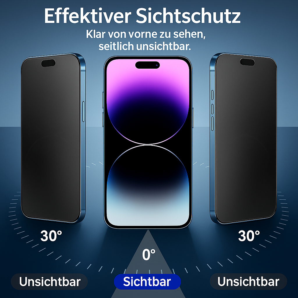 MatSee Shield – 3-er Set Sichtschutz-Displayschutzfolie für iPhone 13 – 17 Pro Max