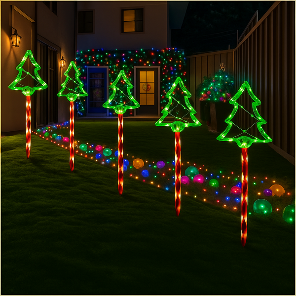 Bunte Weihnachtslichter für draußen