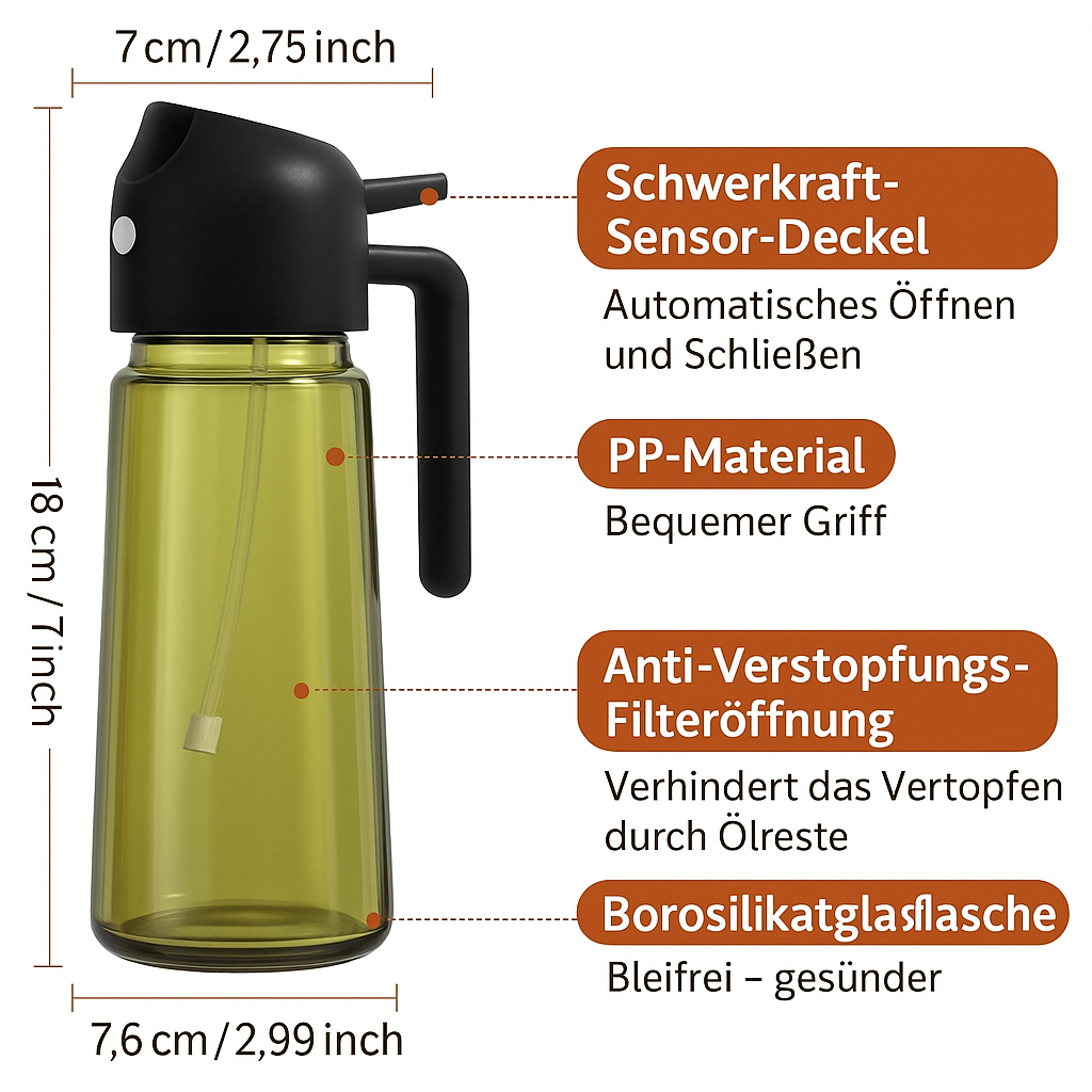 LunaSpray 470 – 2-in-1 Ölspender & Sprühflasche aus Dunkelglas