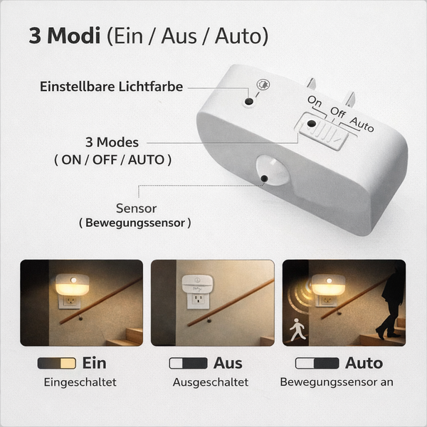 Sanftes Nachtlicht mit Sensor